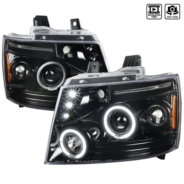 Spec-D Tuning 07-13 Chevrolet Avalanche Projector Headlight Glossy Black 2LHP-AVA07BK-TM - main